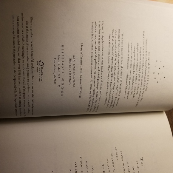 Harry Potter And The Deathly Hallows Hardcover Book J. K. Rowling - Picture 6 of 11